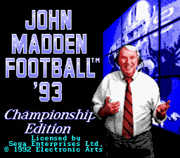 John Madden Football 93: Championship Edition Sega Genesis Screenshot