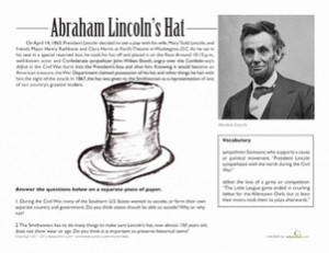 Fourth Grade History Worksheets: Abraham Lincoln's Hat