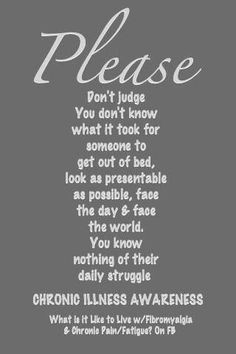 Please don't judge #Chronic Illness