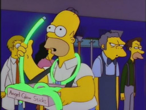 Homer and glow sticks…a beautiful sight.