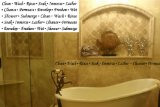 bathroom border words - clean, wash, rinse, soak, immerse, lather ...