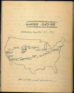 ... Hand-Drawn Map of the Hitchhiking Trip Narrated in On the Road