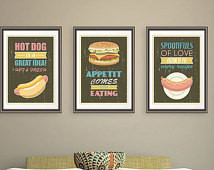 ... Black art prints, Hot dog, Hamburger, Sausage, Kitchen quotes posters