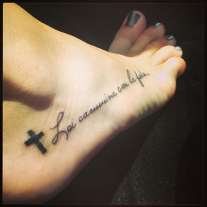 Faith Quote Tattoos Black cross and faith tattoo
