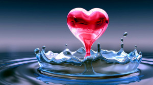 Image coeur full hd - coeur, water heart, rouge, 3D, eau, amour, love