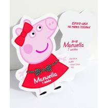 30 Convites Peppa Pig Corte Especial Impresso Frente Verso