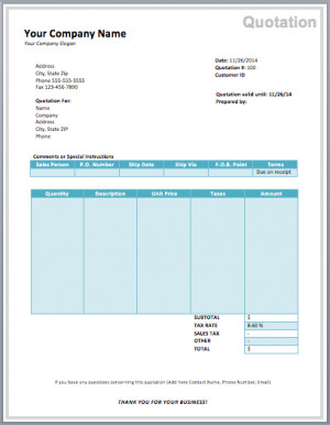 ... Free Sample Computer Purchase Quote Template created using MS Word