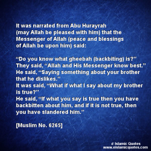 Islamic Quotes on Backbiting