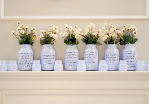 DIY mason jar poetry wedding vases