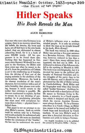 The Review of Mein Kampf (Atlantic Monthly, 1933)