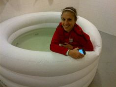 Carli Lloyd, post-training ice bath, Portland, Nov. 27, 2012. (@ ...
