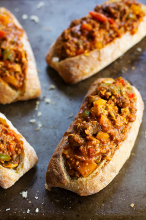 French Bread Pizza With Ground Beef It starts with ground beef,