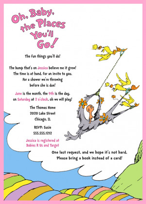 ... Inspired Baby Shower Invitation, Oh, Baby The Places You'll Go, Pink