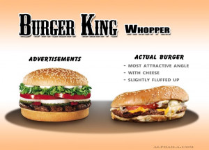 fast, food, advertising, burger king, whopper, false, tiny, comparison ...