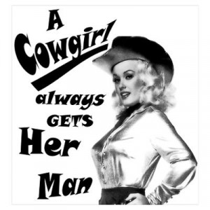 ... Wall Art > Posters > Pinup Cowgirl Gets her Man Western Print Poster