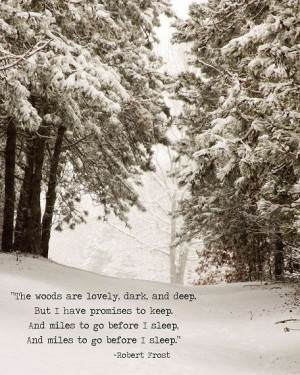 Winter Snow Landscape Robert Frost Quote Trees Woodlands Sepia Rustic ...