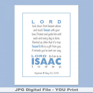 Printable Prayer Wall Art with child's name, Bible verse, baptism ...