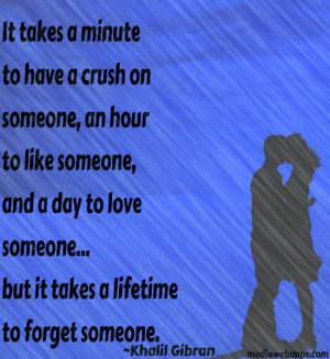 takes only a minute to get a crush on someone, an hour to like someone ...