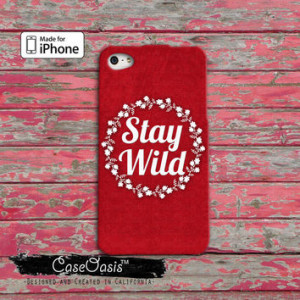 Stay Wild Quote Flower Crest Wreath Red Tumblr Inspired Cute iPhone 4 ...