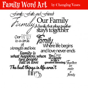 Family Word Art Collection 10 Quotes - Words and Phrases Clip art ...