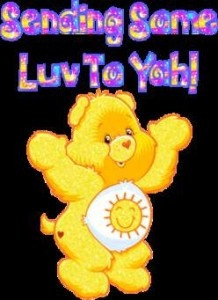 care bears make everyone happy i believe that is funshine bear cute ...