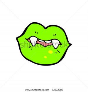 Green Vandire Lips Cartoon
