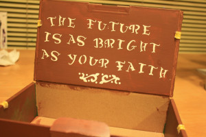 On the bottom of the lid I added a little text by using stencil and ...