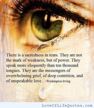 Washington Irving quote on Sacred Tears