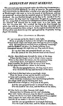 ... later became the lyrics of the national anthem of the United States