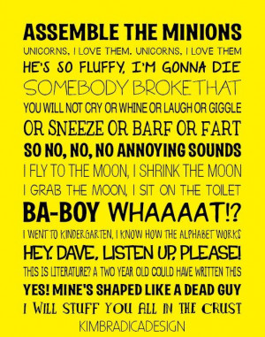 Despicable Me Quotes Subway Art 11x14 Digital by KimBradicaDesign, $20 ...