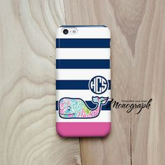 iPhone 5 Case, Monogram iPhone 5S Case Cute Pink Whale vineyard vines ...