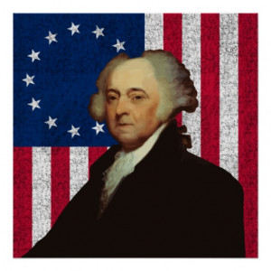 John Adams and The American Flag Print