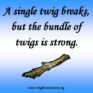single twig breaks, but the bundle of twigs is strong