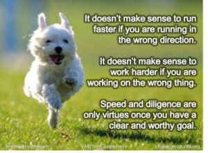 ... make sense to work harder if you are working on the wrong thing. Speed