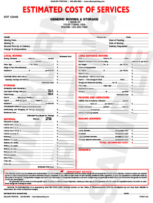 See samples of interstate and local estimate forms