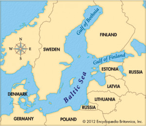 the map shows baltic sea
