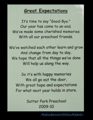 photo of: Poem for end of School, Preschool rhyme for goodbye