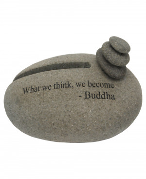 Home Home Buddha Quote Natural Rocks Cairn Business Card Holder