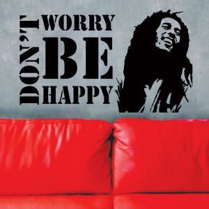 ... Decals Sticker * Don't Worry Be Happy * BOB MARLEY Music Quote Saying