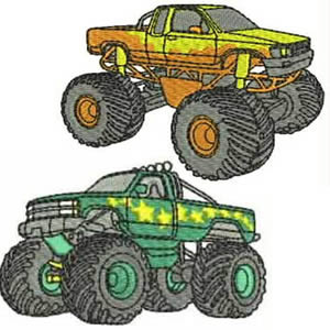 Buying 10 set Monster Trucks embroidery design set represents ...