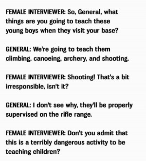 Marine General answers a female interviewer