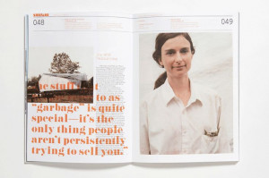 page layout with overlapping quote