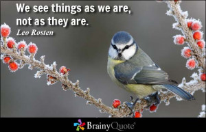 We see things as we are, not as they are. - Leo Rosten
