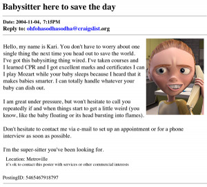 Originally posted Dec. 7, 2011. Craigslist ads, in order: 'Adventures ...