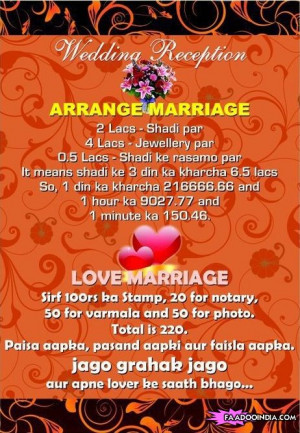Love Marriage Vs Arranged Marriage Funny Quotes