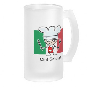 Italian beer mug gift with chef cartoon