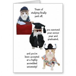 Customizable Funny Cat High School Graduation Card