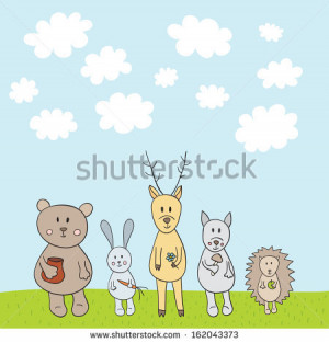 stock-vector-vector-illustration-with-funny-animals-bear-rabbit-deer ...