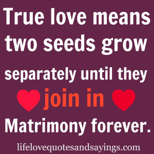 True love means two seeds grow separately until they join in Matrimony ...