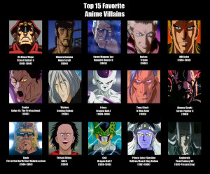 Top 15 Favorite Anime Villains by MDTartist83